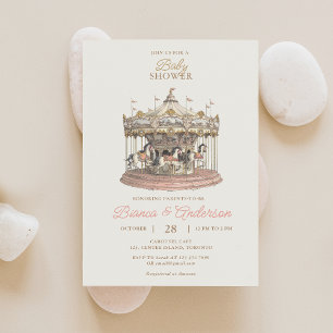 Vintage Karusell Baby Shower Inbjudan 3