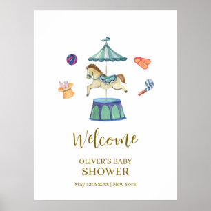 Vintage Karusell Karneval Baby Shower Välkommen Poster