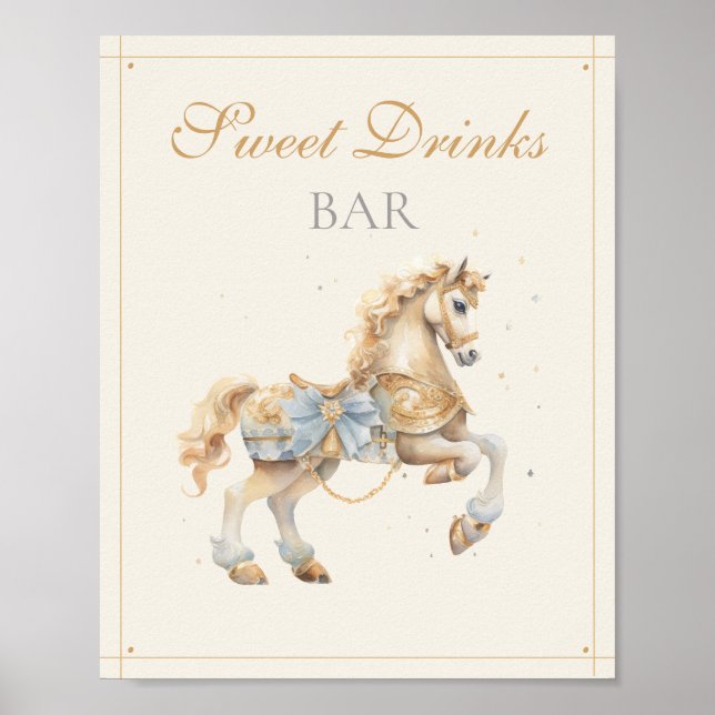 Vintage Karusellhäst Drinks Bar Poster (Framsidan)