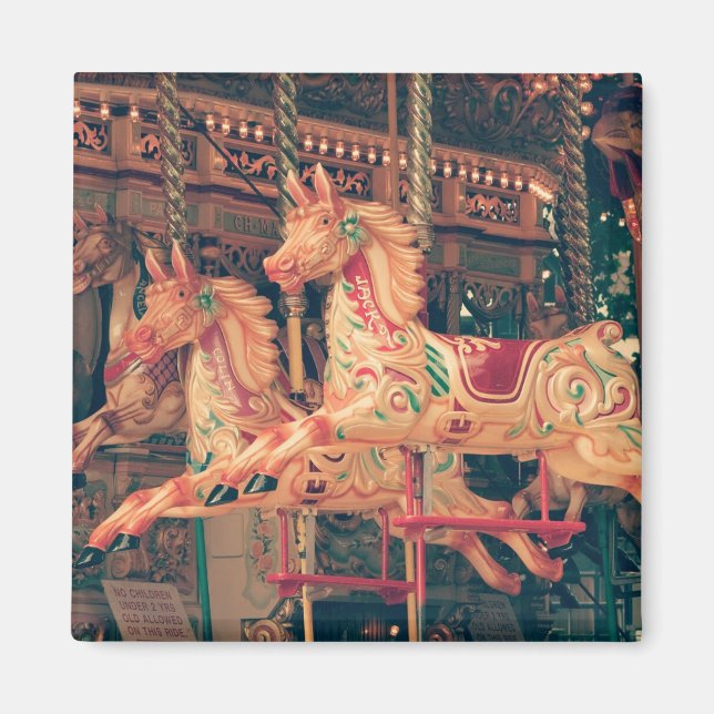 Vintage karusellhästar från nöjesfält Magnet (Framsidan)