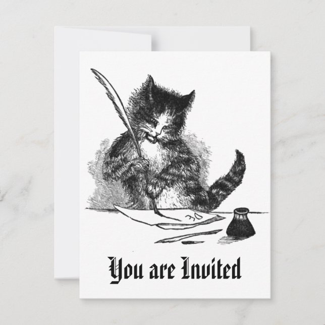 Vintage Kat-inbjudan Inbjudningar (Framsida)