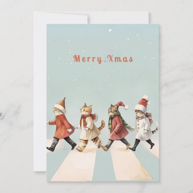 Vintage Kat julhälsningskort Inbjudningar (Framsida)