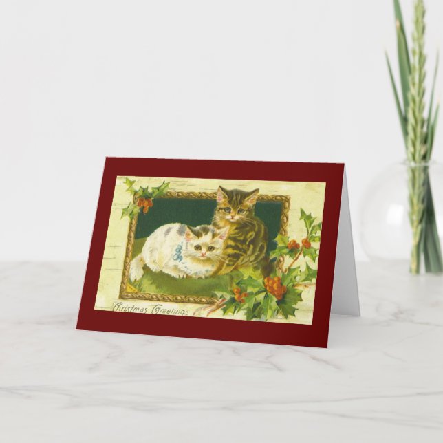 Vintage Kat Kitten-julkort Helgkort (Framsida)