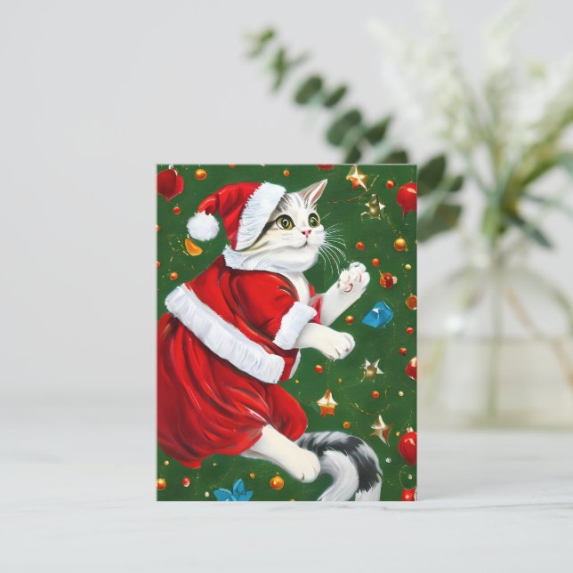Vintage Kat Kitten-julkort Julkort (Stående Fram)