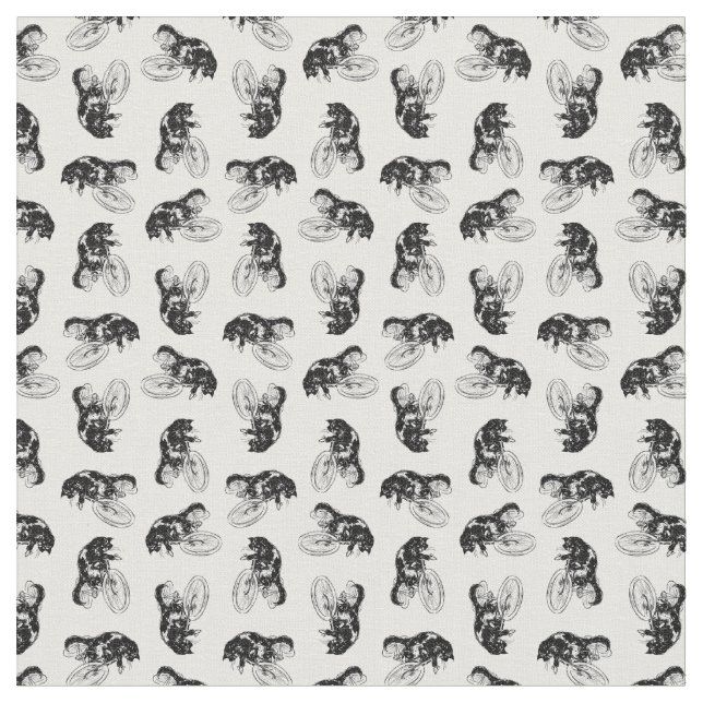 Vintage Kat Riding Cycle ANPASSNINGSBAR BG FÄRG Tyg (Närbild)