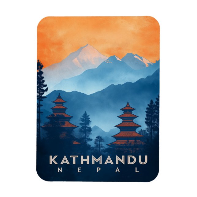 Vintage Kathmandu Temple Nepal Magnet (Vertikal)