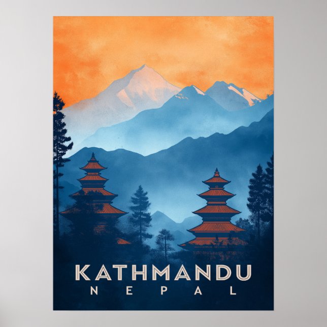 Vintage Kathmandu Temple Nepal Poster (Framsidan)