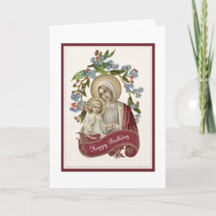 Vintage katolska jungfru Maria Jesus födelsedag Kort
