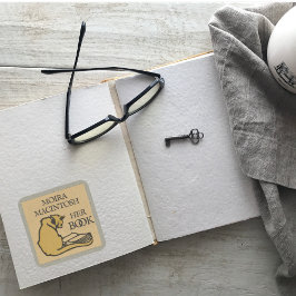 Vintage Katt Anpassad Bokplakett Klistermärke