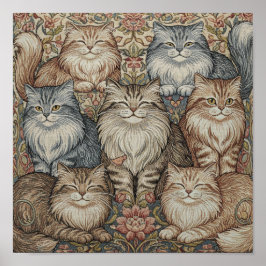 Vintage Katt Broderiad Poster