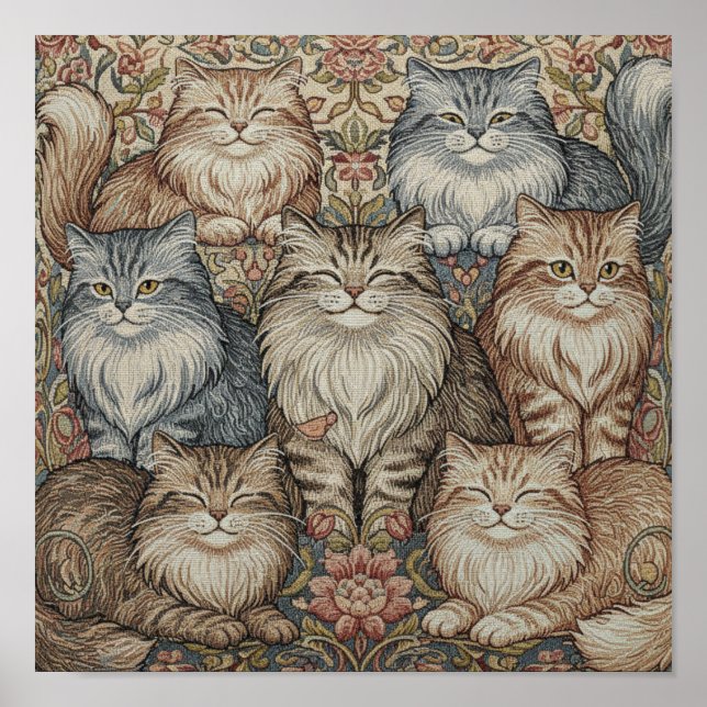 Vintage Katt Broderiad Poster (Framsidan)
