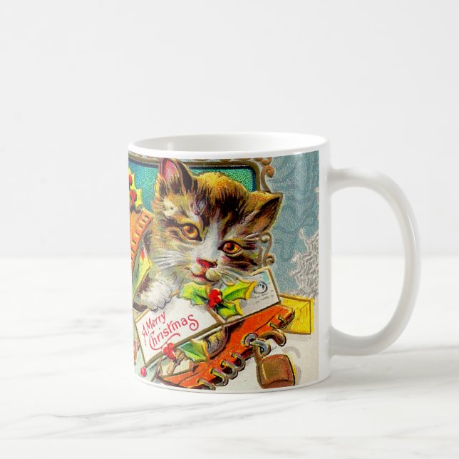 Vintage Katt God Jul Kaffemugg (Höger)