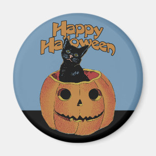 Vintage Katt i Jacken'o'Lantern Magnet