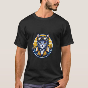Vintage Katt Jaktplanspilot WW2 Flygplan Militär G T Shirt