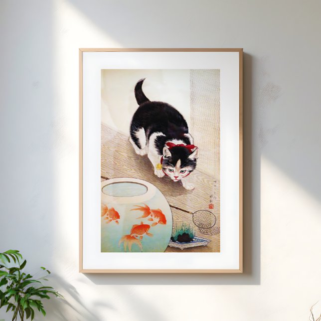 Vintage Katt Japansk Illustrationskonst Poster (Skapare uppladdad)