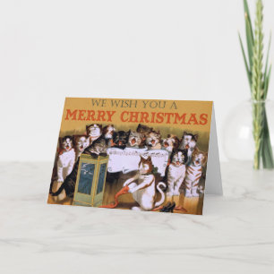 Vintage Katt jul Hälsning Helgkort