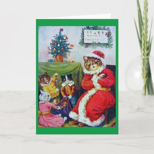 Vintage katt jul, Louis Wain Helgkort (Framsida)