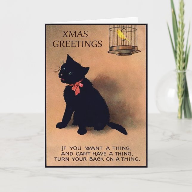 Vintage katt julkort helgkort (Framsida)