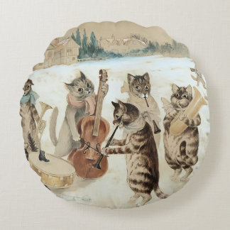 Vintage Katt Julsång Louis Wain Konst Rund Kudde