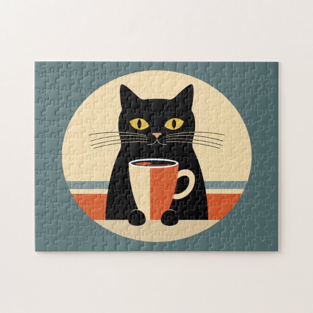 Vintage Katt & Kaffe Pussel (Horisontell)