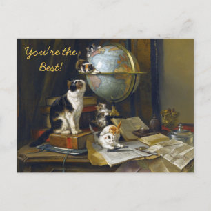 Vintage Katt Katter Världen Jordglob Du Är Den Bäs Vykort