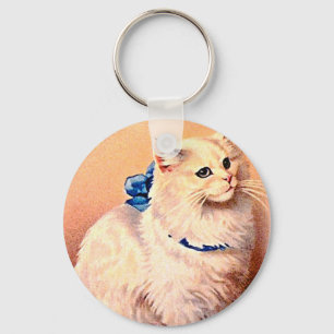 Vintage Katt med blått ben Nyckelring