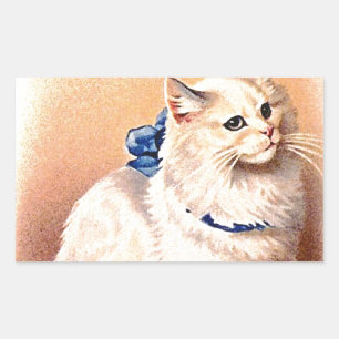 Vintage Katt med blått ben Rektangulärt Klistermärke