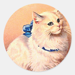 Vintage Katt med blått ben Runt Klistermärke