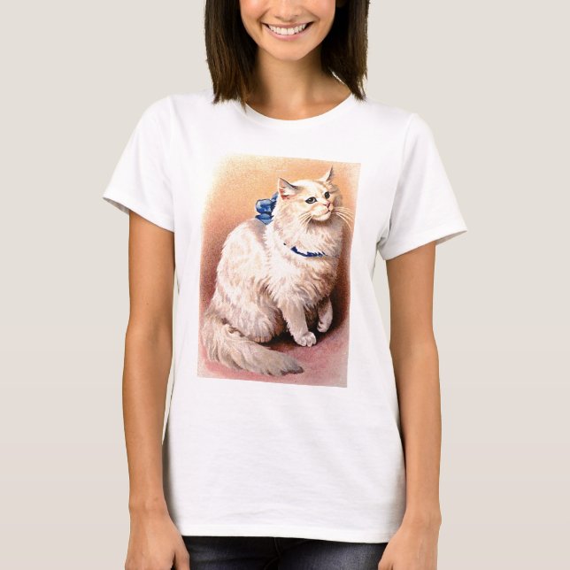 Vintage Katt med blått ben T-shirt (Framsida)