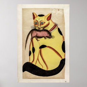 Vintage Katt med Råtta Poster