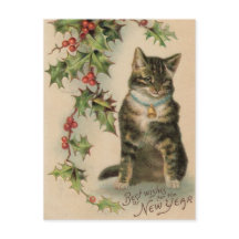 Vintage Katt - nyårskort för julklapp