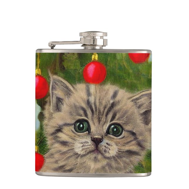 Vintage Katt och Julgran Fickplunta (Framsidan)