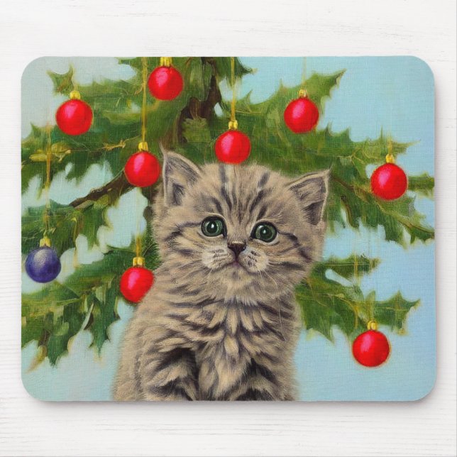 Vintage Katt och Julgran Musmatta (Framsidan)