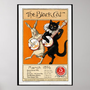 Vintage Katt och kanin Poster