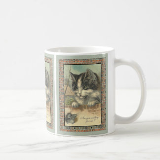 Vintage katt och mus "väntar på mig?" kaffemugg