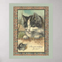 Vintage katt och mus "väntar på mig?"