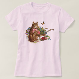 Vintage Katt och Rosor Rosa T Shirt