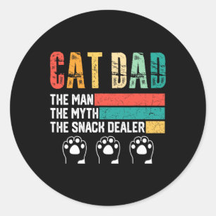 Vintage Katt Pappa, mannen, myth Snack Dealer Fath Runt Klistermärke