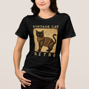 Vintage Katt Retro, Antik Stil T Shirt