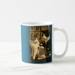 Vintage Katt Rökande Tatovering Bläckad Katt Konst Kaffemugg
