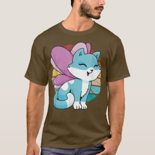 Vintage Katt-Tecknad med Vingar Mager Fairy K T Shirt