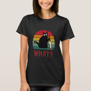 Vintage Katt Vad Rolig Svart Katt Mördande Katt kv T Shirt
