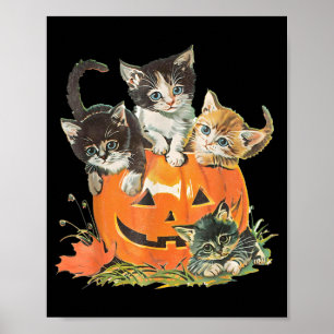 Vintage Katt Y Halloween Svart Kattunge Kostym Poster