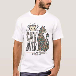 Vintage kattälskare graveringsstil grafisk skjorta t shirt