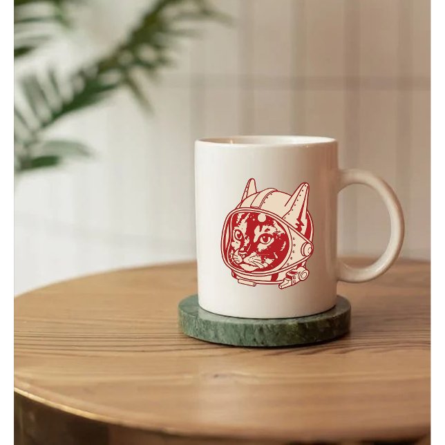 Vintage kattastronaut     kaffemugg (Skapare uppladdad)