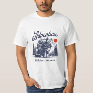 Vintage Kattäventyr Väntar Anpassad Stad T Shirt