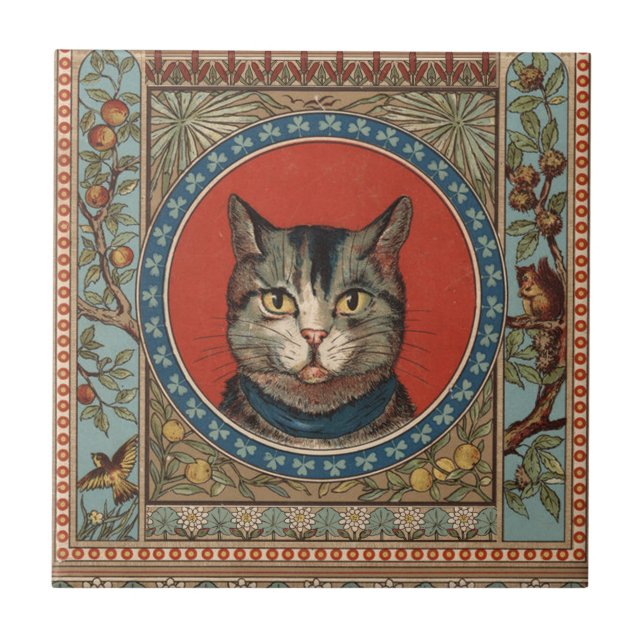 Vintage Kattens liv för Kattunge Classic Kakelplatta (Framsidan)