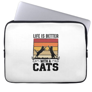 Vintage Katter Citat Retro Solnedgång Kattälskare Laptop Fodral
