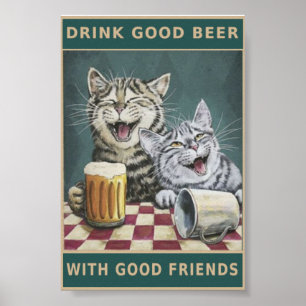 Vintage katter och öl poster
