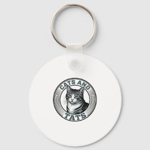 Vintage katter och Tats gravyr katt design_1 Nyckelring